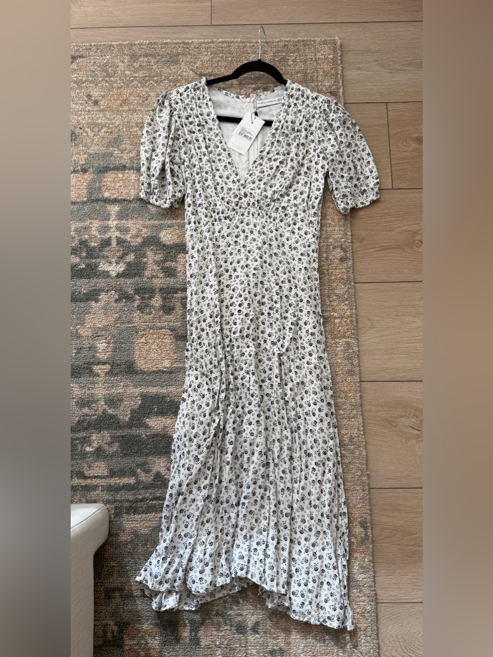 Faithfull the Brand white and Black Floral Midi Dress